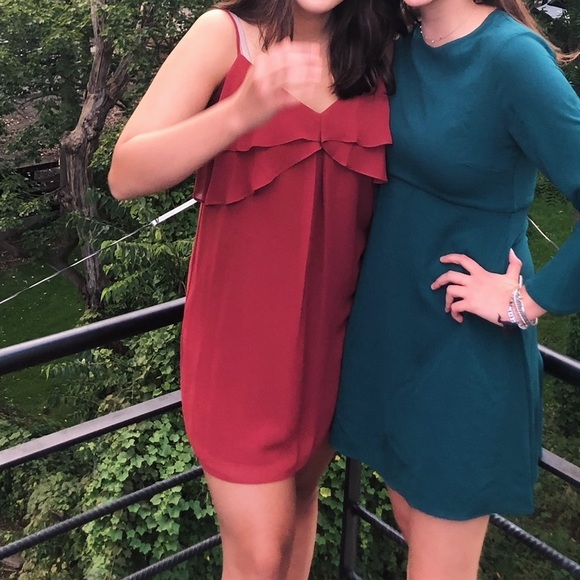 BCBGeneration Ruffled Slip Dress - Red - Size Small - Picture 5 of 7